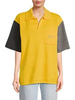 Colorblocked Wool-Blend Polo Shirt