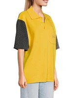 Colorblocked Wool-Blend Polo Shirt