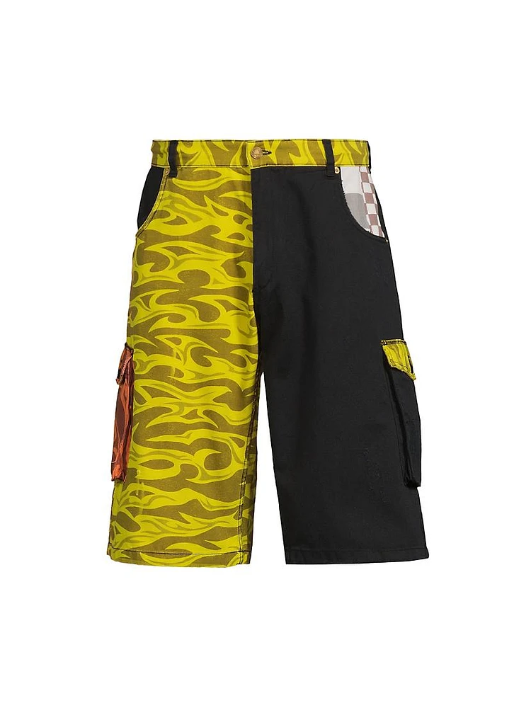 Abstract Cotton Cargo Shorts