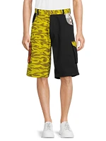 Abstract Cotton Cargo Shorts