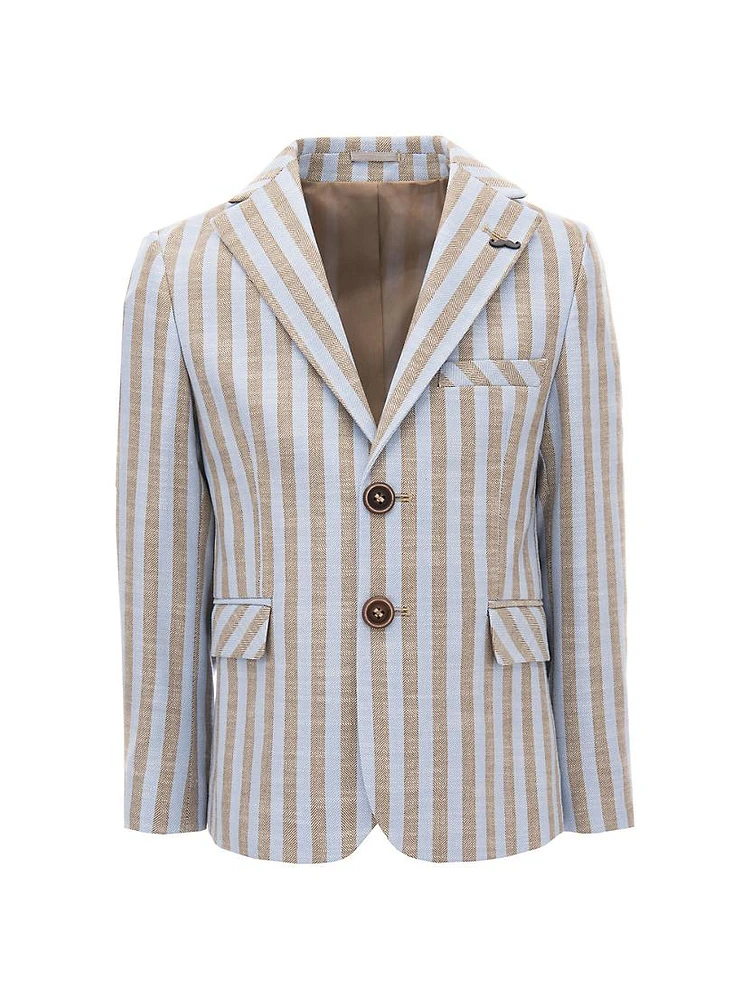 Little Boy's & Striped Peak Lapel Blazer