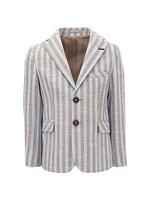 Little Boy's & Striped Peak Lapel Blazer