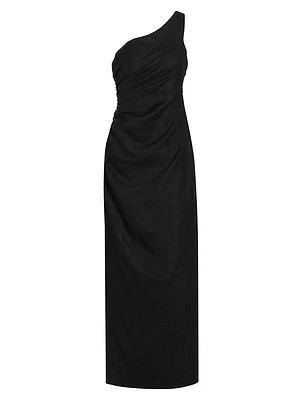 Enya One-Shoulder Hemp Maxi Dress