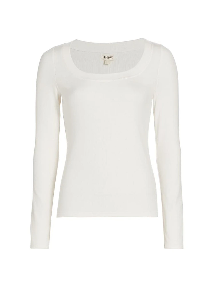 Joanna Long-Sleeve Scoopneck Top