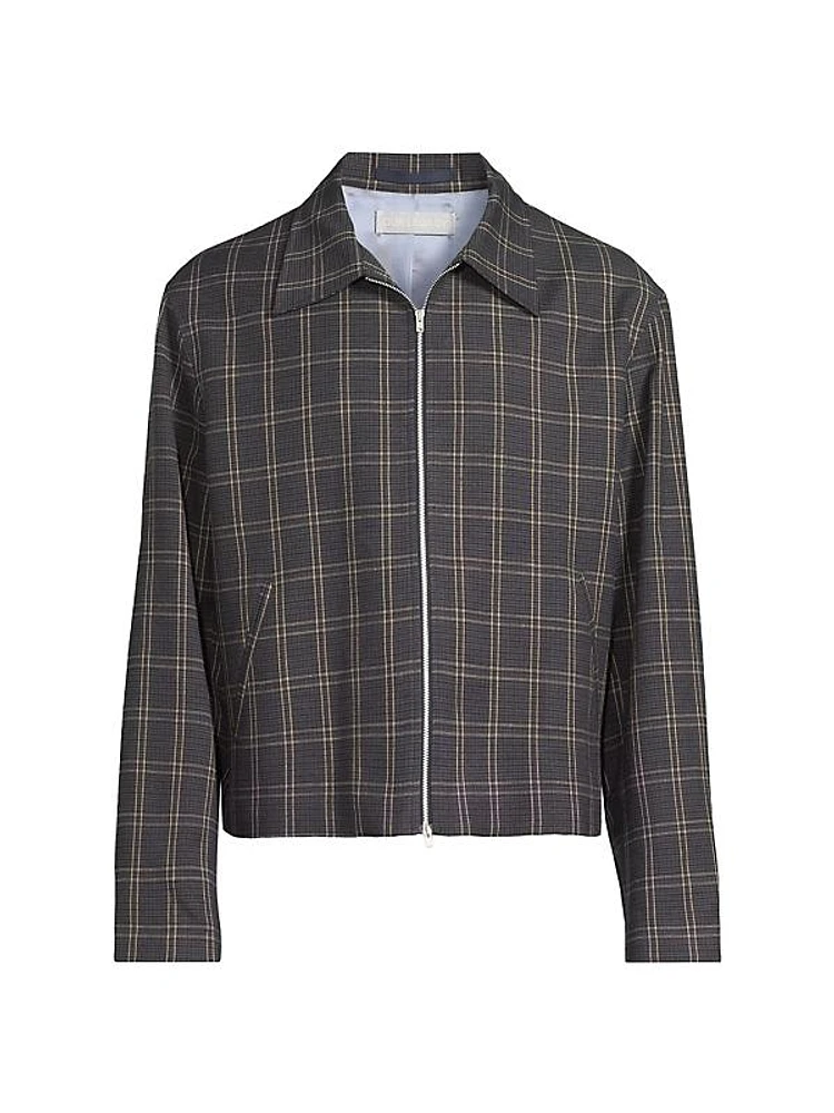 Plaid Zip-Front Jacket