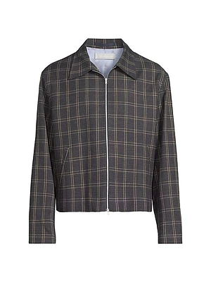 Plaid Zip-Front Jacket