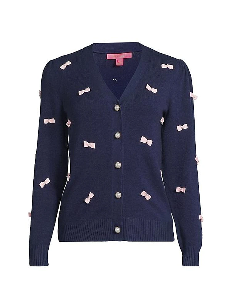 Keane Bow-Embellished Knit Cardigan