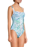 Tina Marble-Print One-Piece Swimsuit