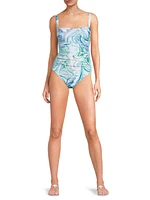 Tina Marble-Print One-Piece Swimsuit