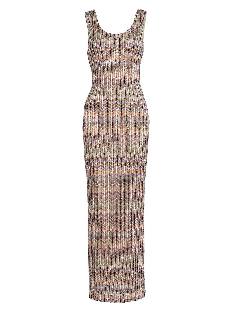 Sequined Knit Maxi Dress