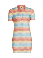 Chevron-Striped Polo Minidress