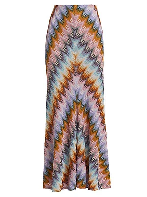 Shimmer-Knit Flared Maxi Skirt