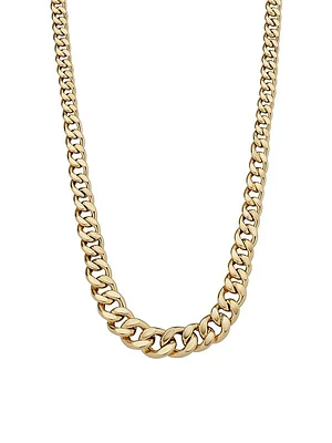 14K Yellow Gold Carmine Curb Graduated Necklace