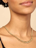 14K Yellow Gold Carmine Curb Graduated Necklace