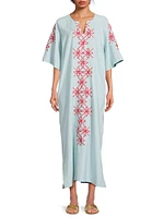 Cotton-Linen Embroidered Caftan