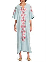 Cotton-Linen Embroidered Caftan