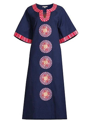 Geometric Cotton-Blend Maxi Caftan