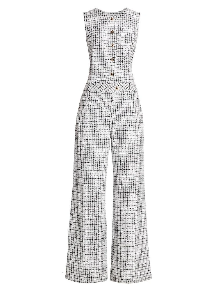 Tori Tweed Sleeveless Jumpsuit