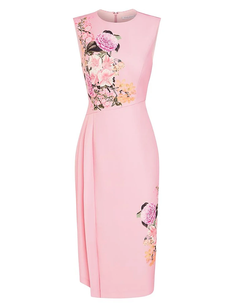 Mabel Draped Floral Midi-Dress