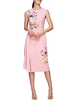 Mabel Draped Floral Midi-Dress