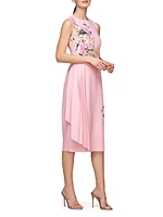 Mabel Draped Floral Midi-Dress