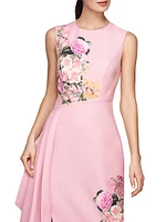 Mabel Draped Floral Midi-Dress