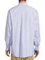 Chicken Logo Pinstriped Cotton Button-Down Shirt