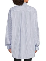 Chicken Logo Pinstriped Cotton Button-Down Shirt