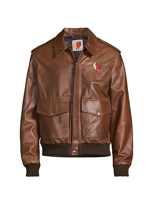 Perennial Logo Leather Bomber Jacket