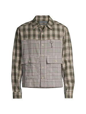 Cropped Split Flannel Shirt