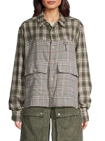 Cropped Split Flannel Shirt