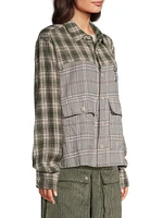 Cropped Split Flannel Shirt