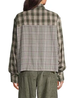 Cropped Split Flannel Shirt