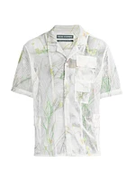 Desert Brush Print Mesh Short-Sleeve Shirt