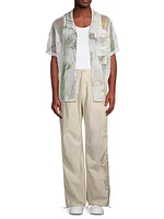 Desert Brush Print Mesh Short-Sleeve Shirt