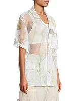 Desert Brush Print Mesh Short-Sleeve Shirt