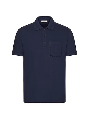 Cotton Piqué Polo Shirt With Rockstud Untitled Studs