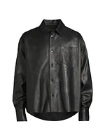 Leather Boxy-Fit Shirt