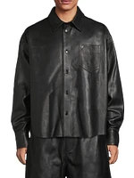 Leather Boxy-Fit Shirt