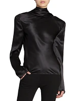 Cowl-Back Blouse Silk Satin