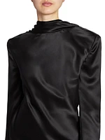 Cowl-Back Blouse Silk Satin