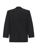 Oversized Tuxedo Jacket In Raised-Stripe Wool