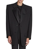 Oversized Tuxedo Jacket In Raised-Stripe Wool