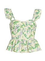 Baylin Floral Cotton Bustier Top