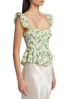 Baylin Floral Cotton Bustier Top