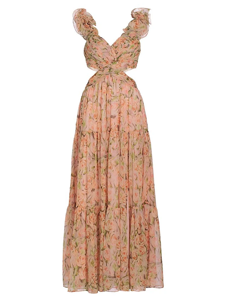 Fritillaria Floral Cut-Out Maxi Dress