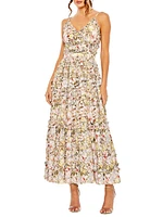 Floral Textured Tiered Cocktail Dress