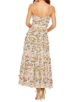 Floral Textured Tiered Cocktail Dress