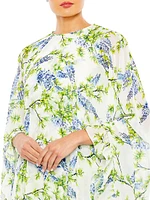 Floral Cape-Sleeve Minidress