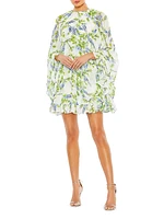 Floral Cape-Sleeve Minidress